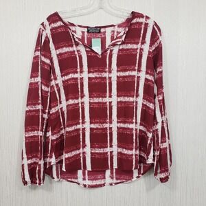 Papermoon petite NWT Canta split neck blouse window pane pattern Woman's size SP